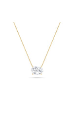 Load image into Gallery viewer, 3CTW Oval Shaped Lab Grown Diamond (F/VS) East West Solitaire Necklace in 14K Gold

