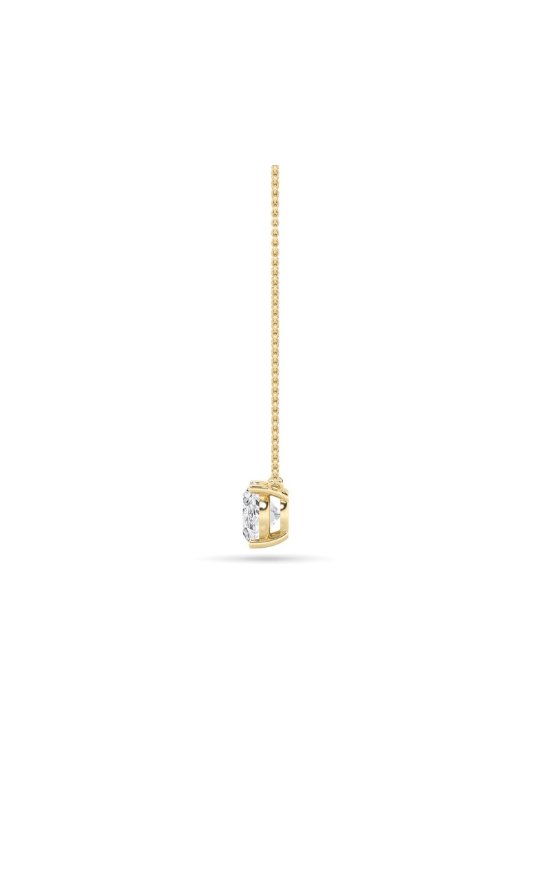 3CTW Oval Shaped Lab Grown Diamond (F/VS) East West Solitaire Necklace in 14K Gold