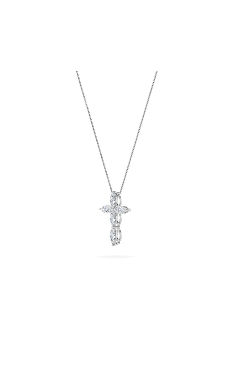 1.5CTW Marquise Shaped Lab Grown Diamond (F/VS) Cross Pendant in 14K Gold