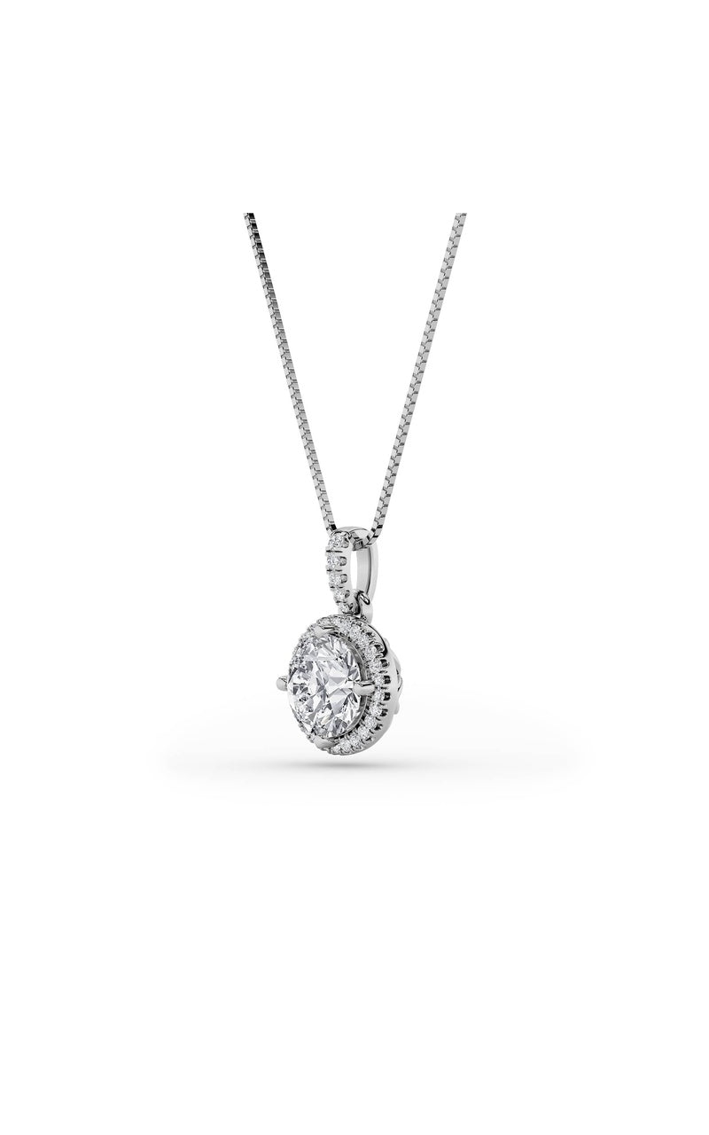 2CTW Round Shaped Lab Grown Diamond (F/VS) Halo Pendant in 14K Gold