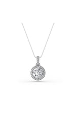 Load image into Gallery viewer, 2CTW Round Shaped Lab Grown Diamond (F/VS) Halo Pendant in 14K Gold

