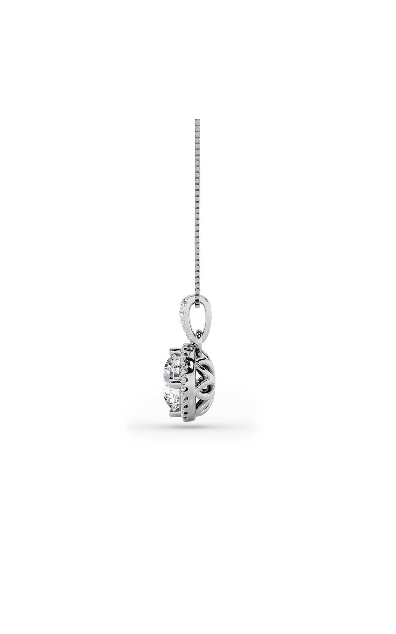 2CTW Round Shaped Lab Grown Diamond (F/VS) Halo Pendant in 14K Gold
