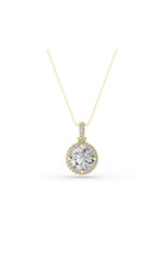 Load image into Gallery viewer, 2CTW Round Shaped Lab Grown Diamond (F/VS) Halo Pendant in 14K Gold
