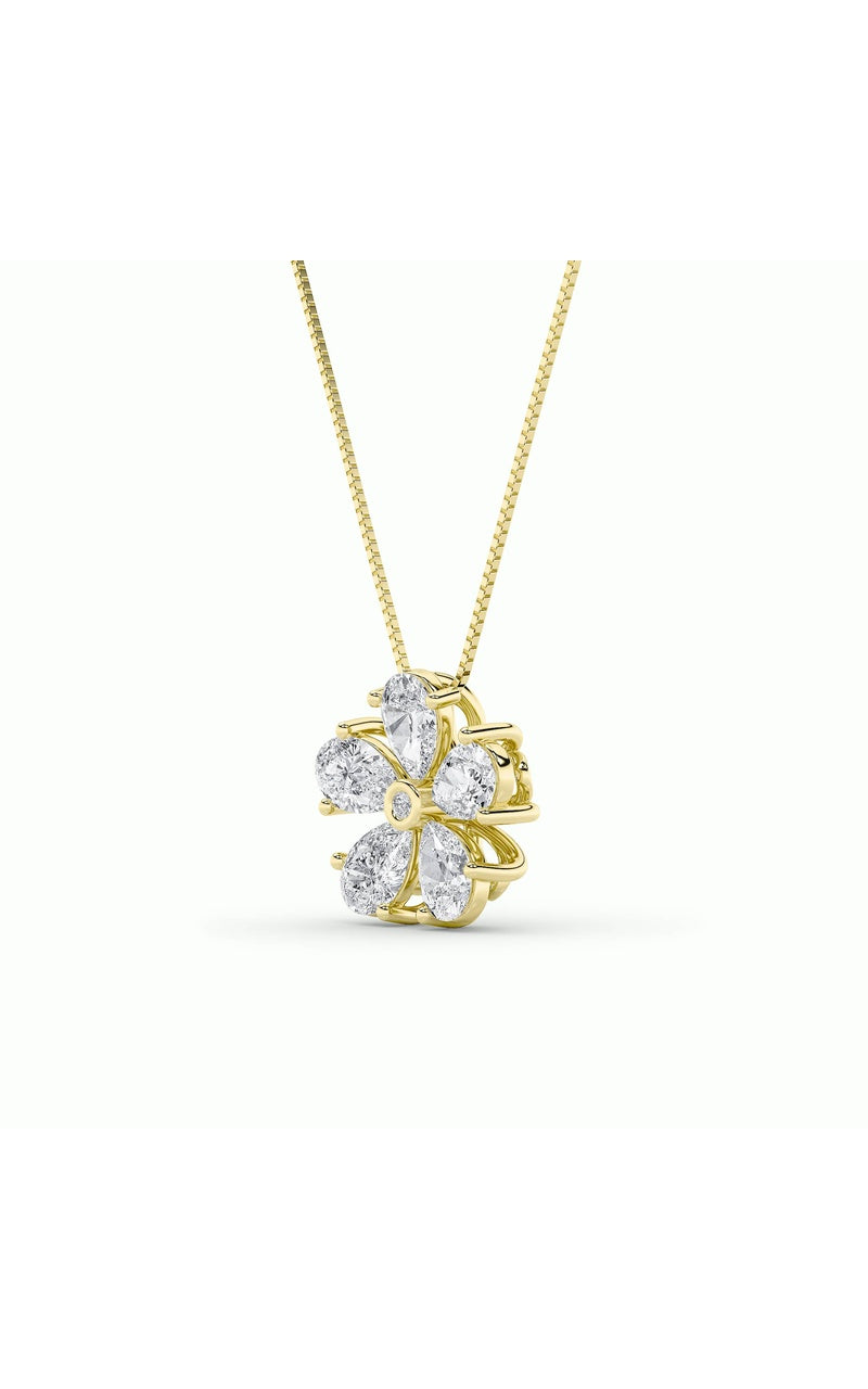 1.5CTW Pear Shaped Lab Grown Diamond (F/VS) Floral Pendant in 14K Gold