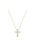 Load image into Gallery viewer, 3CTW Emerald Shaped Lab Grown Diamond (F/VS) Cross Pendant in 14K Gold

