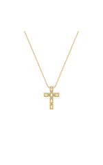 Load image into Gallery viewer, 3CTW Emerald Shaped Lab Grown Diamond (F/VS) Cross Pendant in 14K Gold
