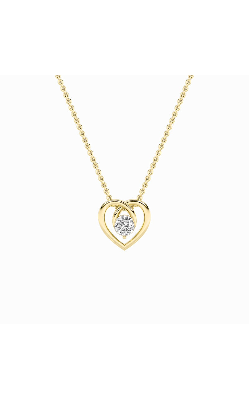 1CTW Round Shaped Lab Grown Diamond (F/VS) Heart Shaped Pendant in 14K Gold
