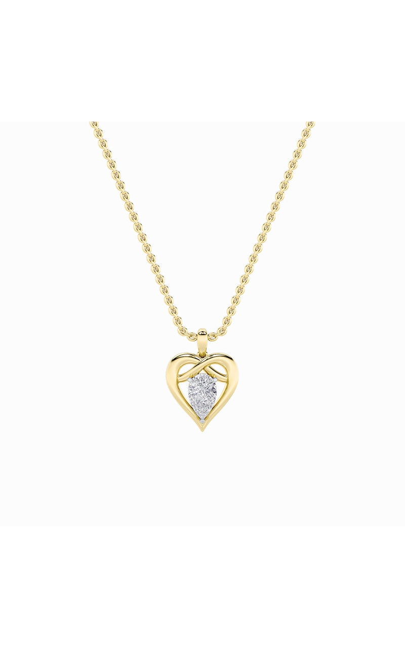 2CTW Pear Shaped Lab Grown Diamond (F/VS) Heart Shaped Pendant in 14K Gold