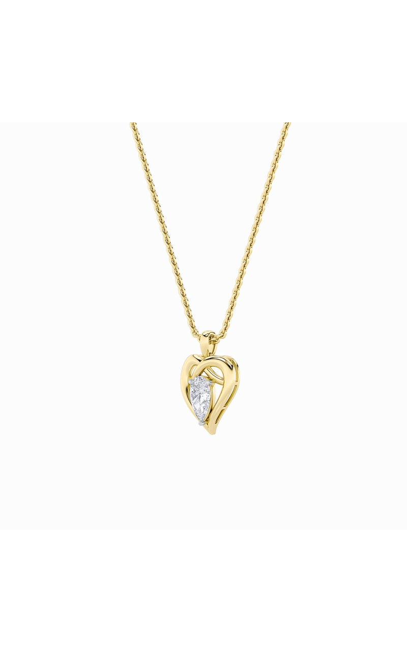 2CTW Pear Shaped Lab Grown Diamond (F/VS) Heart Shaped Pendant in 14K Gold