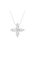 Load image into Gallery viewer, 1CTW Marquise Shaped Lab Grown Diamond (F/VS) Flower Fashion Pendant in 14K Gold
