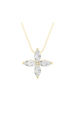 Load image into Gallery viewer, 1CTW Marquise Shaped Lab Grown Diamond (F/VS) Flower Fashion Pendant in 14K Gold
