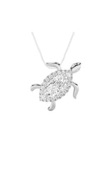 Load image into Gallery viewer, 2CTW Marquise Shaped Lab Grown Diamond (F/VS) Accented Turtle Pendant in 14K Gold
