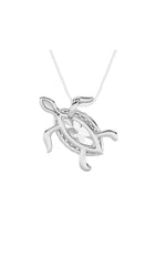 Load image into Gallery viewer, 2CTW Marquise Shaped Lab Grown Diamond (F/VS) Accented Turtle Pendant in 14K Gold
