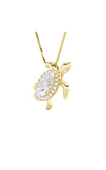 Load image into Gallery viewer, 2CTW Marquise Shaped Lab Grown Diamond (F/VS) Accented Turtle Pendant in 14K Gold
