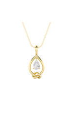 Load image into Gallery viewer, 1CTW Pear Shaped Lab Grown Diamond (F/VS) Solitaire Knot Pendant in 14K Gold
