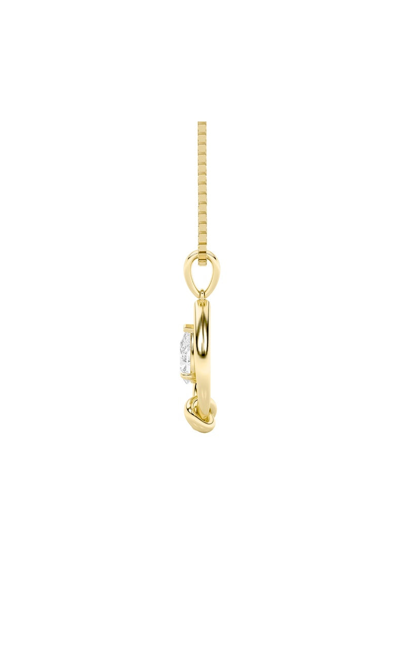 1CTW Pear Shaped Lab Grown Diamond (F/VS) Solitaire Knot Pendant in 14K Gold
