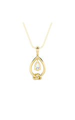 Load image into Gallery viewer, 1CTW Pear Shaped Lab Grown Diamond (F/VS) Solitaire Knot Pendant in 14K Gold
