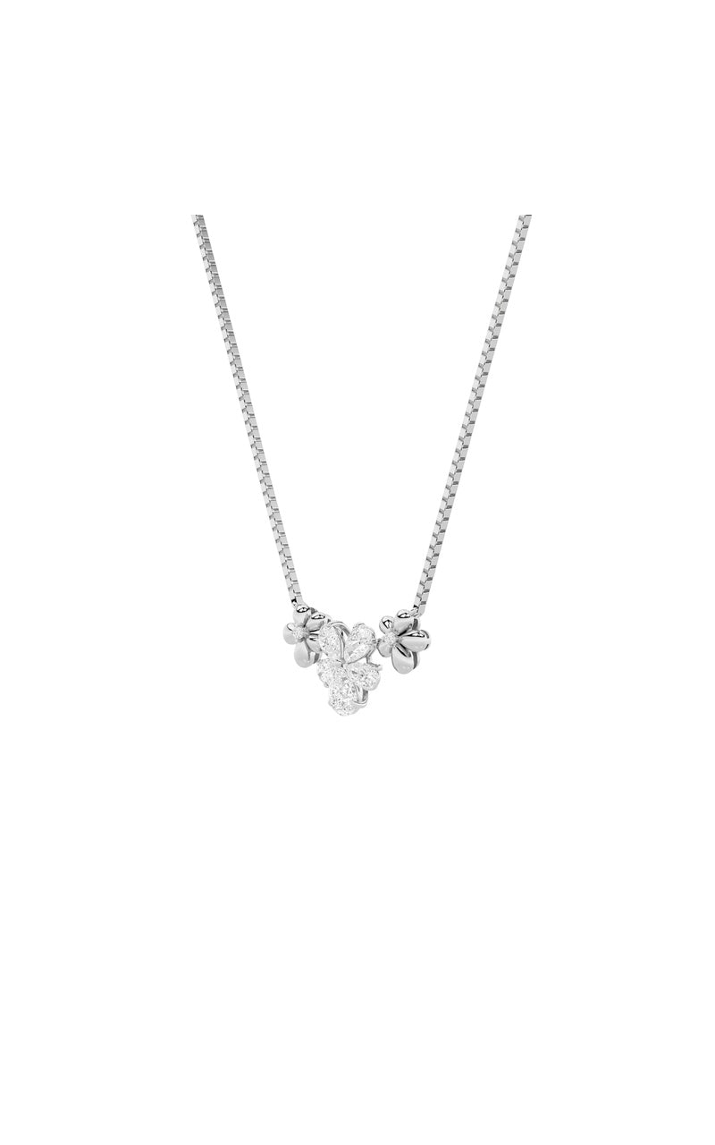 2CTW Pear Shaped Lab Grown Diamond (F/VS) Fancy Flower Necklace in 14K Gold