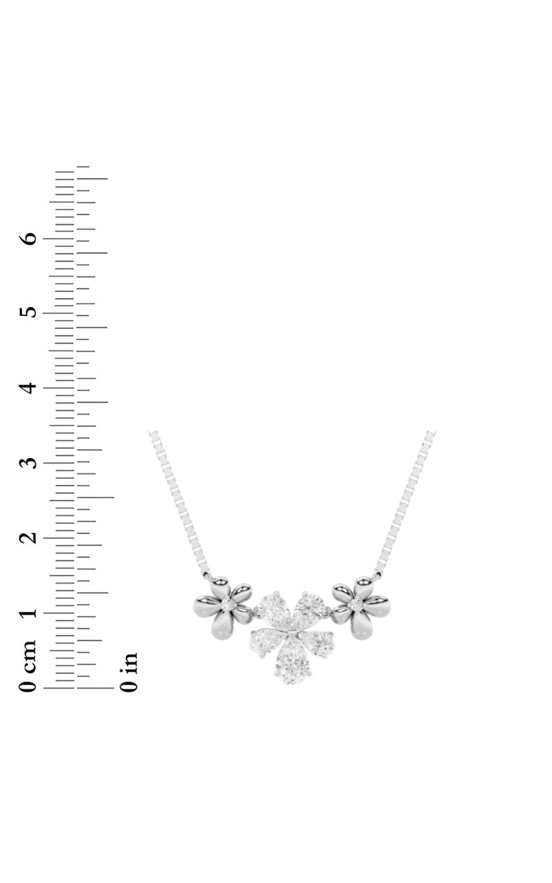 2CTW Pear Shaped Lab Grown Diamond (F/VS) Fancy Flower Necklace in 14K Gold