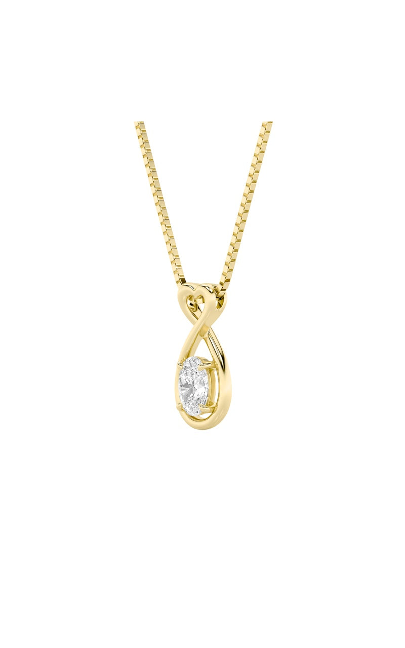 1CTW Oval Shaped Lab Grown Diamond (G/VS) Fancy Solitaire Pendant in 14K Gold