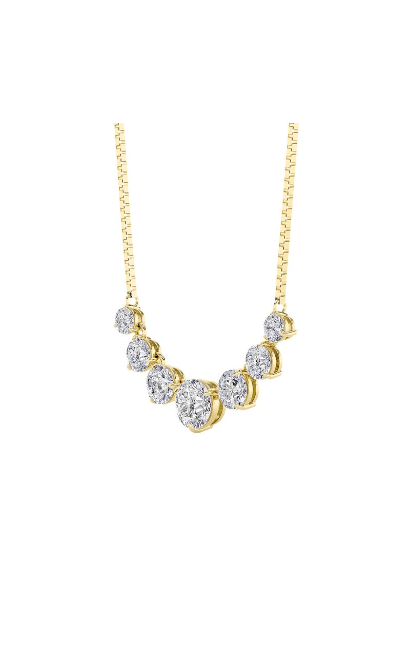 4.5CTW Round Shaped Lab Grown Diamond (F/VS) Seven Stone Necklace in 14K Gold