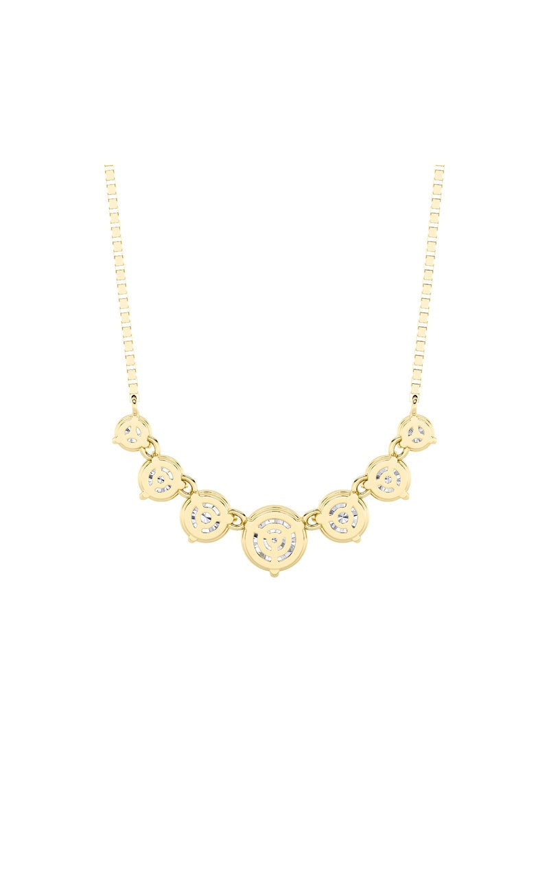 4.5CTW Round Shaped Lab Grown Diamond (F/VS) Seven Stone Necklace in 14K Gold
