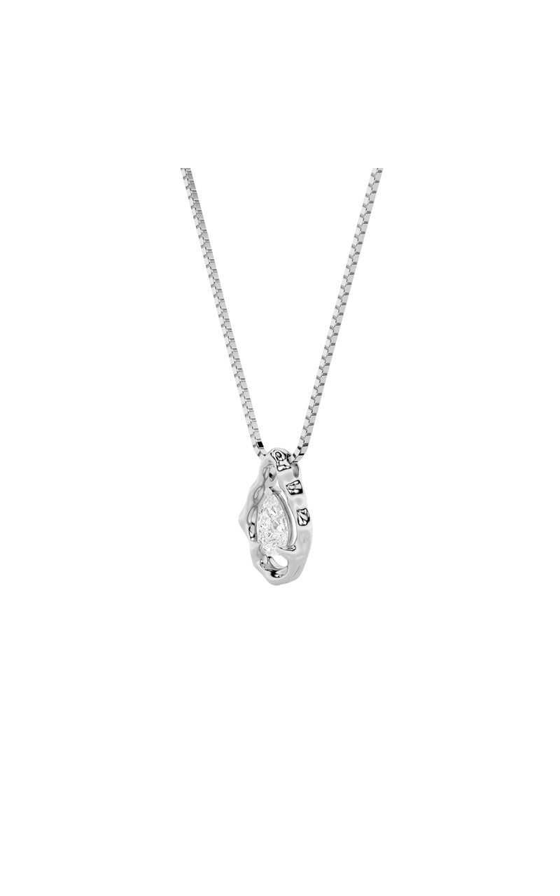 1CTW Pear Shaped Lab Grown Diamond (F/VS) Organic Design Solitaire Pendant in 14K Gold
