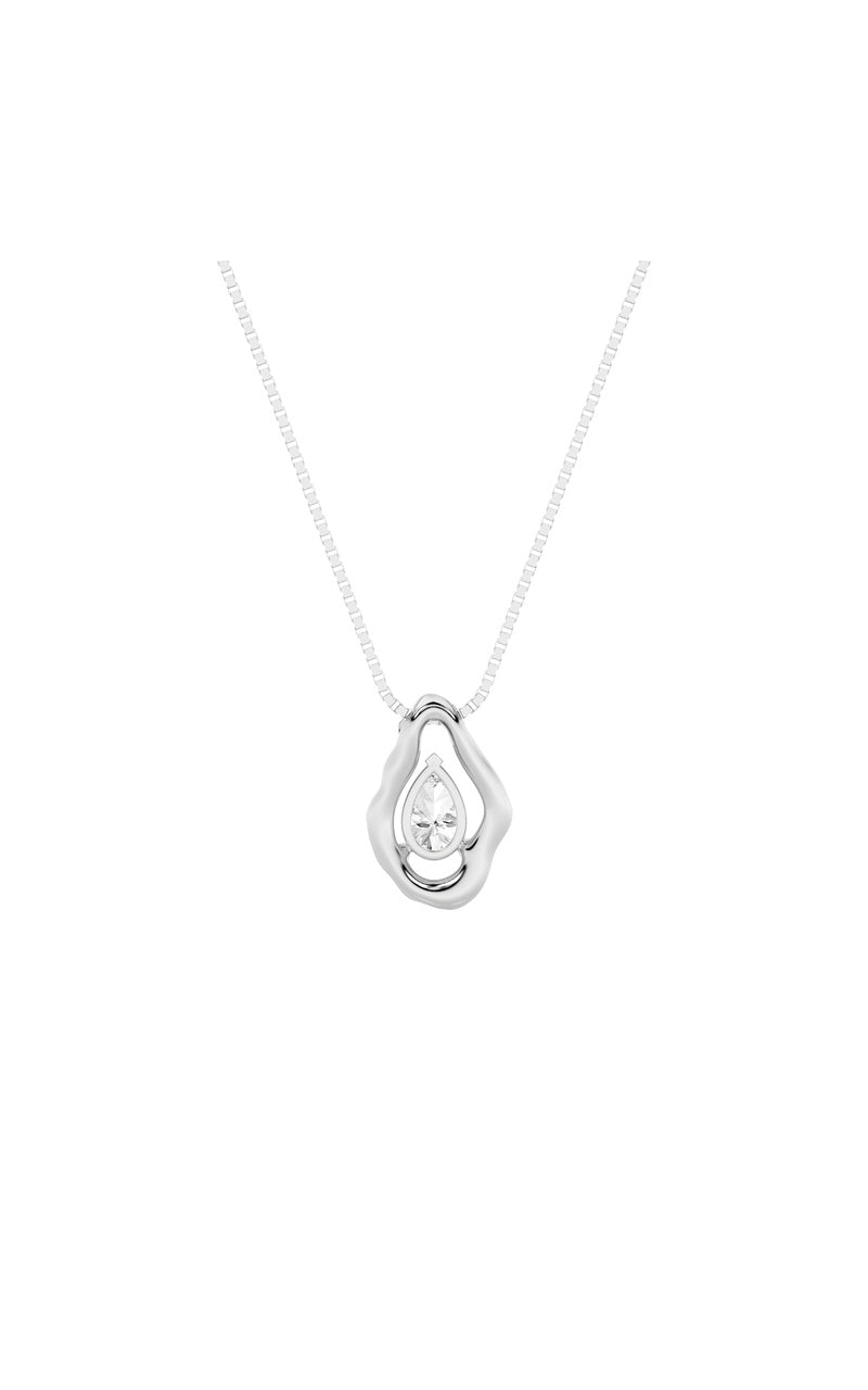 1CTW Pear Shaped Lab Grown Diamond (F/VS) Organic Design Solitaire Pendant in 14K Gold