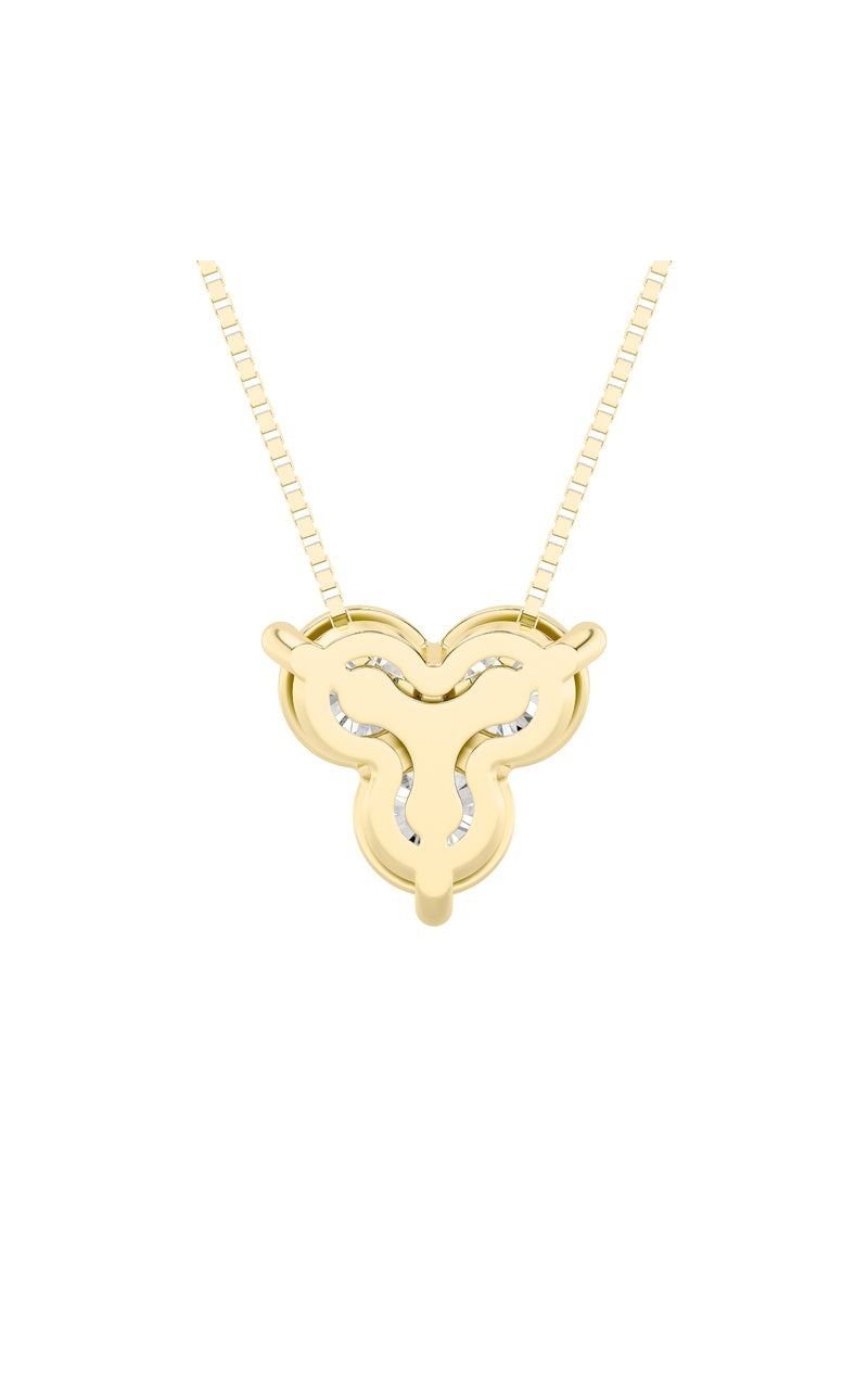 1CTW Round Shaped Lab Grown Diamond (F/VS) Three Stone Pendant in 14K Gold
