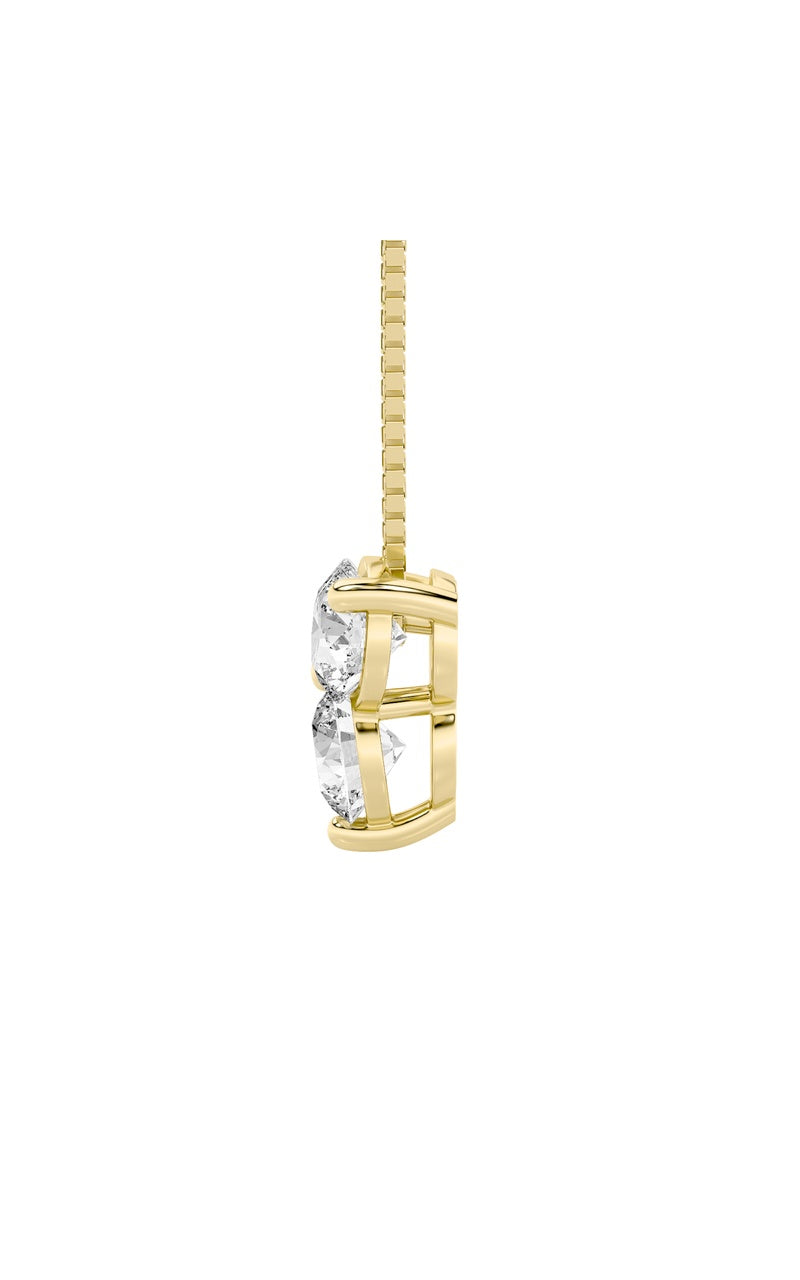 1CTW Round Shaped Lab Grown Diamond (F/VS) Three Stone Pendant in 14K Gold