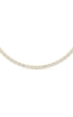 Load image into Gallery viewer, 30CTW Emerald Shaped Lab Grown Diamond (F/VS ) Bezel Set Necklace in 14K Gold

