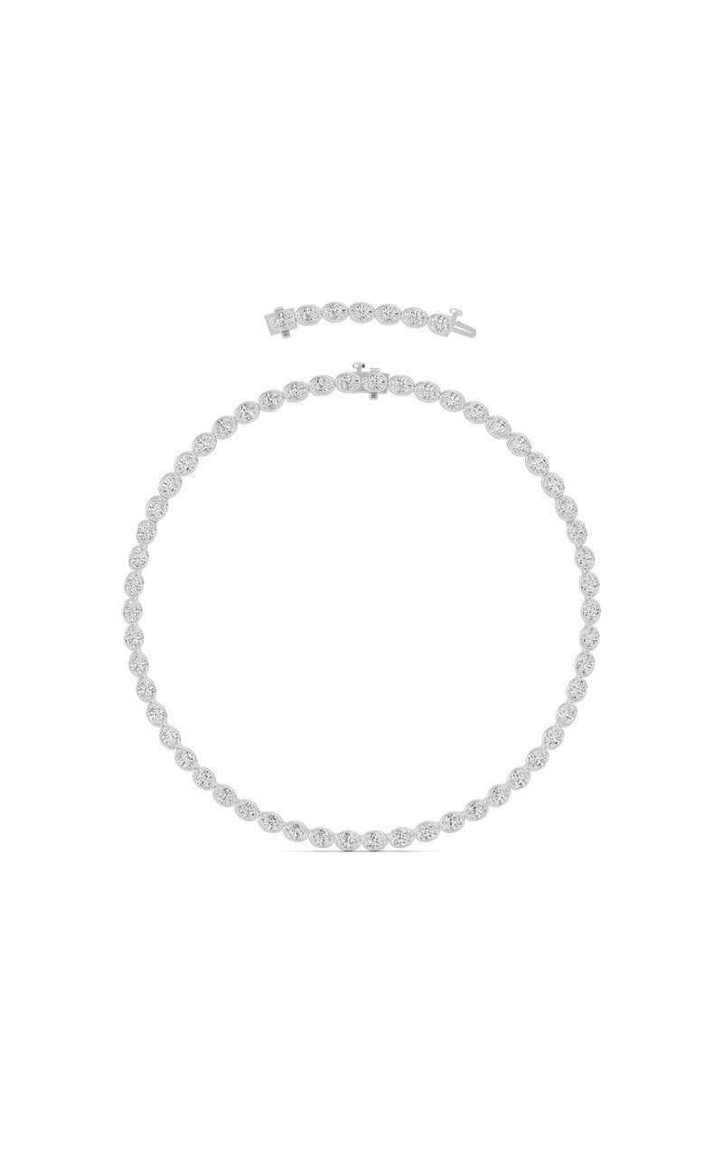 30CTW Oval Lab Grown Diamond (F/VS ) Bezel Set Necklace in 14K Gold