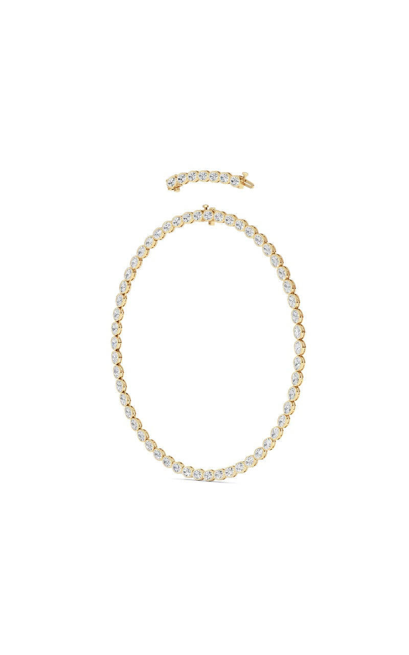 30CTW Oval Lab Grown Diamond (F/VS ) Bezel Set Necklace in 14K Gold