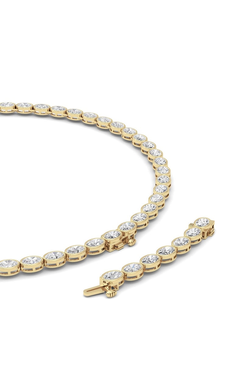 30CTW Oval Lab Grown Diamond (F/VS ) Bezel Set Necklace in 14K Gold