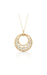 Load image into Gallery viewer, 2CTW Emerald Shaped Lab Grown Diamond (F/VS) Bezel set Bubble Pendant in 14K Gold
