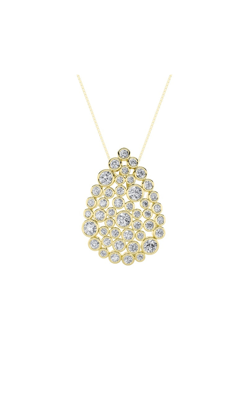 2.5CTW Round Shaped Lab Grown Diamond (F/VS) Bezel set Bubble Pendant in 14K Gold
