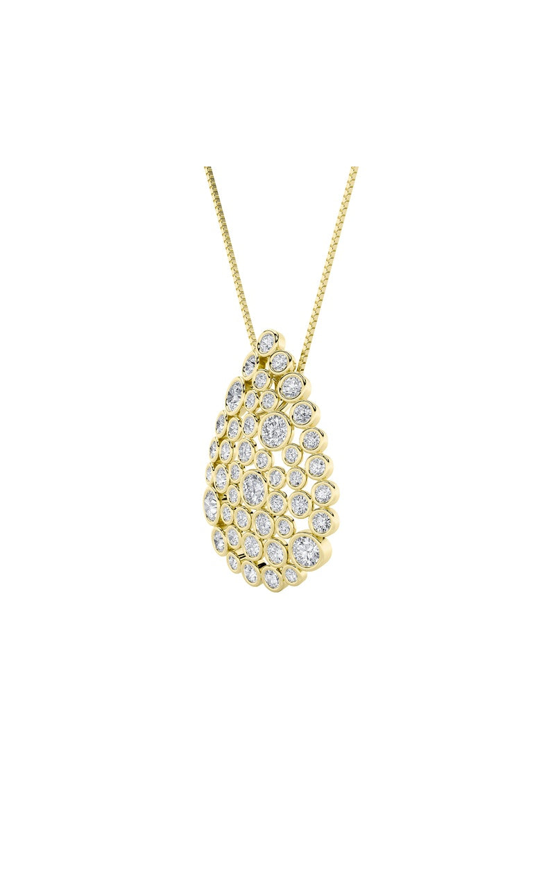 2.5CTW Round Shaped Lab Grown Diamond (F/VS) Bezel set Bubble Pendant in 14K Gold