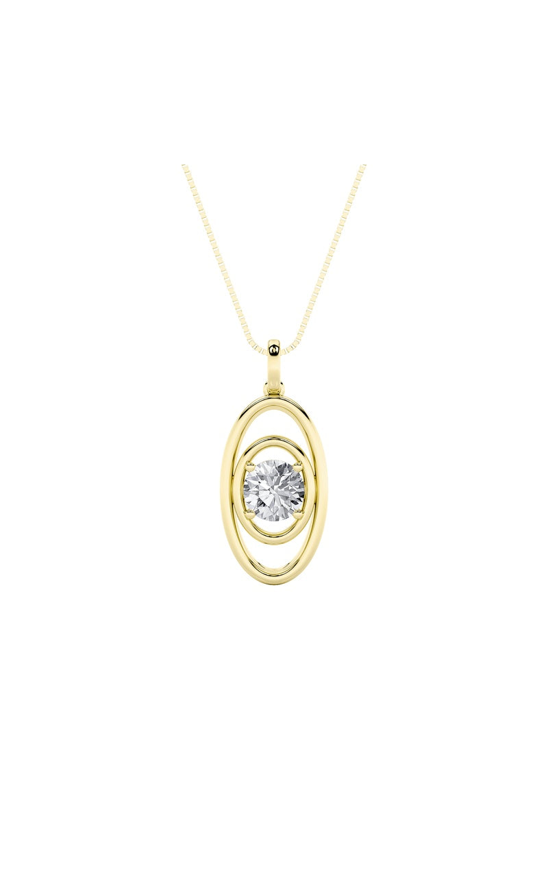 1CTW Round Shaped Lab Grown Diamond (F/VS) Concentric Fancy Pendant in 14K Gold