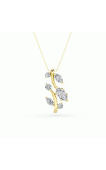 Load image into Gallery viewer, 1.5CTW Marquise Shaped Lab Grown Diamond (F/VS) Leaf Motif Fashion Pendant in 14K Gold
