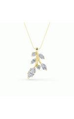 Load image into Gallery viewer, 1.5CTW Marquise Shaped Lab Grown Diamond (F/VS) Leaf Motif Fashion Pendant in 14K Gold
