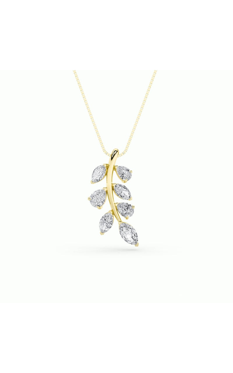 Vs) leaf motif fashion pendant in 14k gold