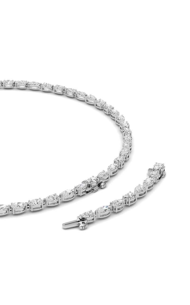 25CTW Mix Shaped Lab Grown Diamond (F/VS ) Tennis Necklace in 14K Gold