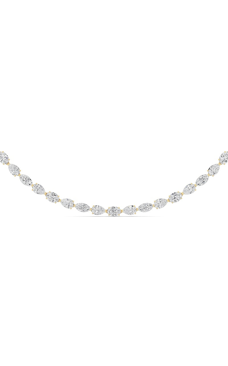 25CTW Mix Shaped Lab Grown Diamond (F/VS ) Tennis Necklace in 14K Gold