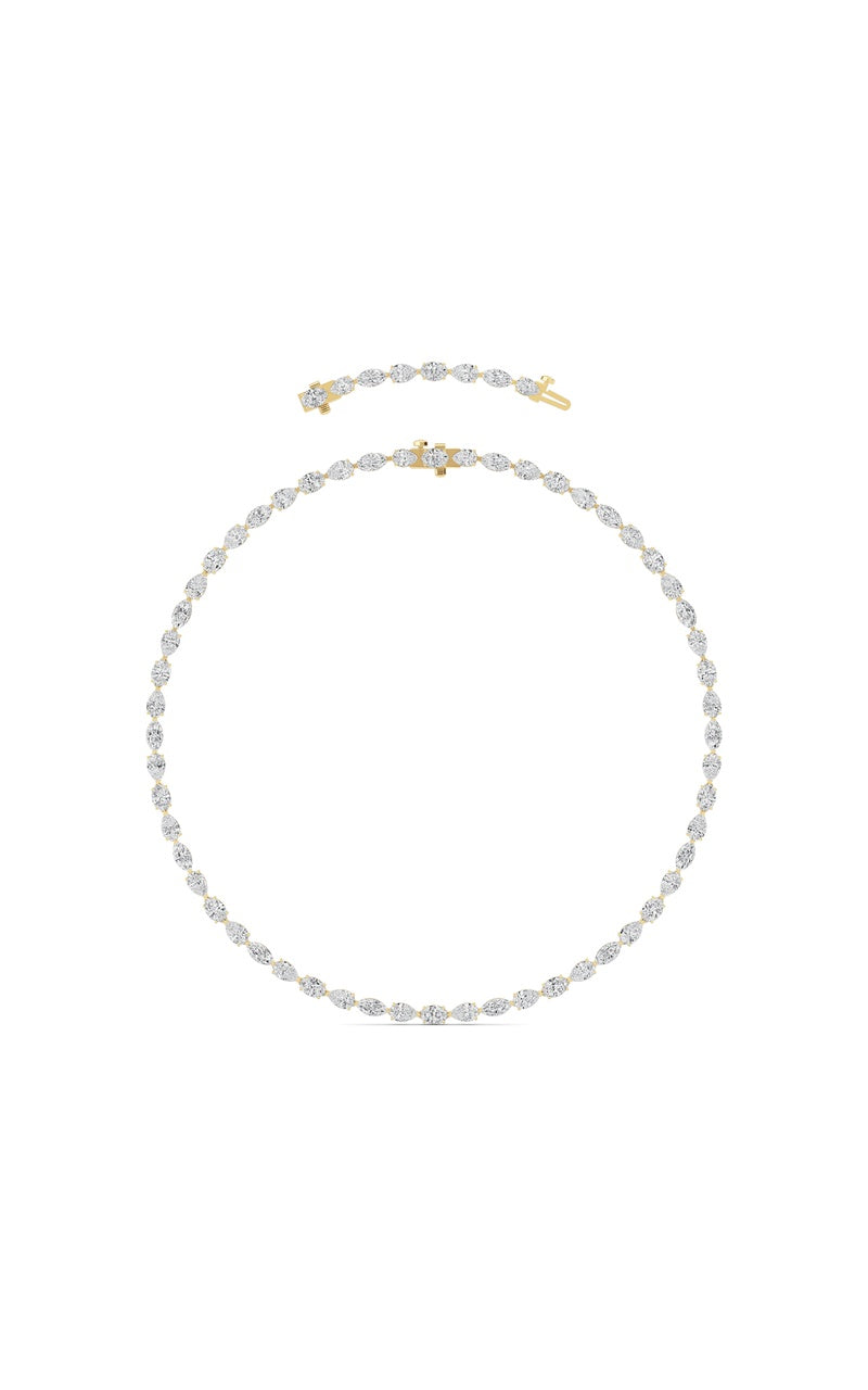 25CTW Mix Shaped Lab Grown Diamond (F/VS ) Tennis Necklace in 14K Gold