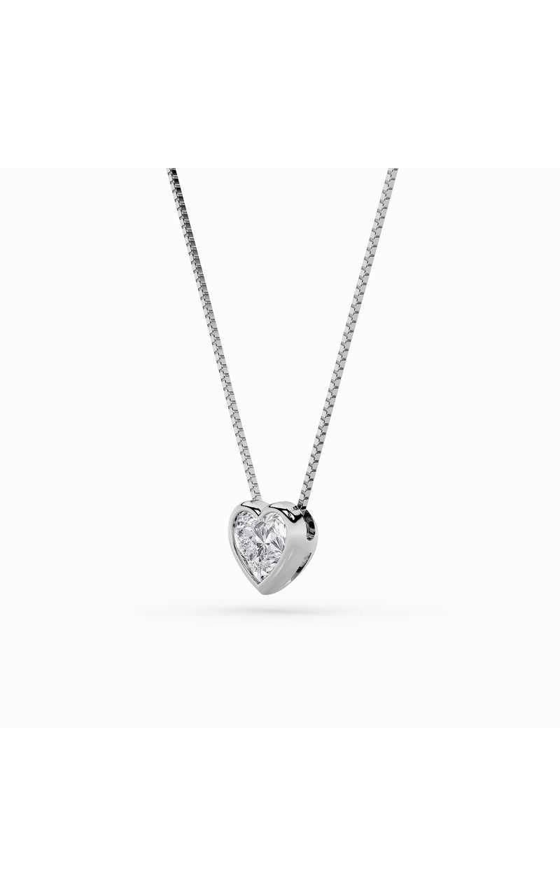 1CTW Heart Shaped Lab Grown Diamond (F/VS) Bezel Set Solitaire Pendant in 14K Gold