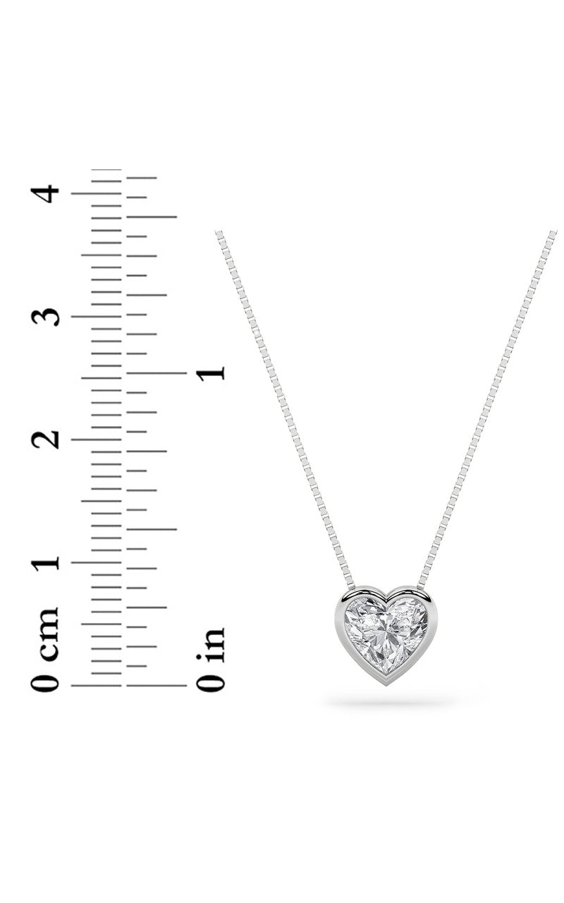 1CTW Heart Shaped Lab Grown Diamond (F/VS) Bezel Set Solitaire Pendant in 14K Gold