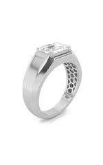 Load image into Gallery viewer, 3Cttw Emerald Shaped Lab Grown Diamond (F/VS) Mens Ring in 14K White Gold
