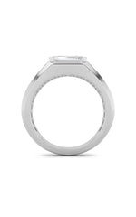 Load image into Gallery viewer, 3Cttw Emerald Shaped Lab Grown Diamond (F/VS) Mens Ring in 14K White Gold
