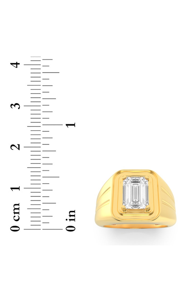 2CTW Emerald Shaped Lab Grown Diamond (F/VS) Mens Ring in 14K White Gold