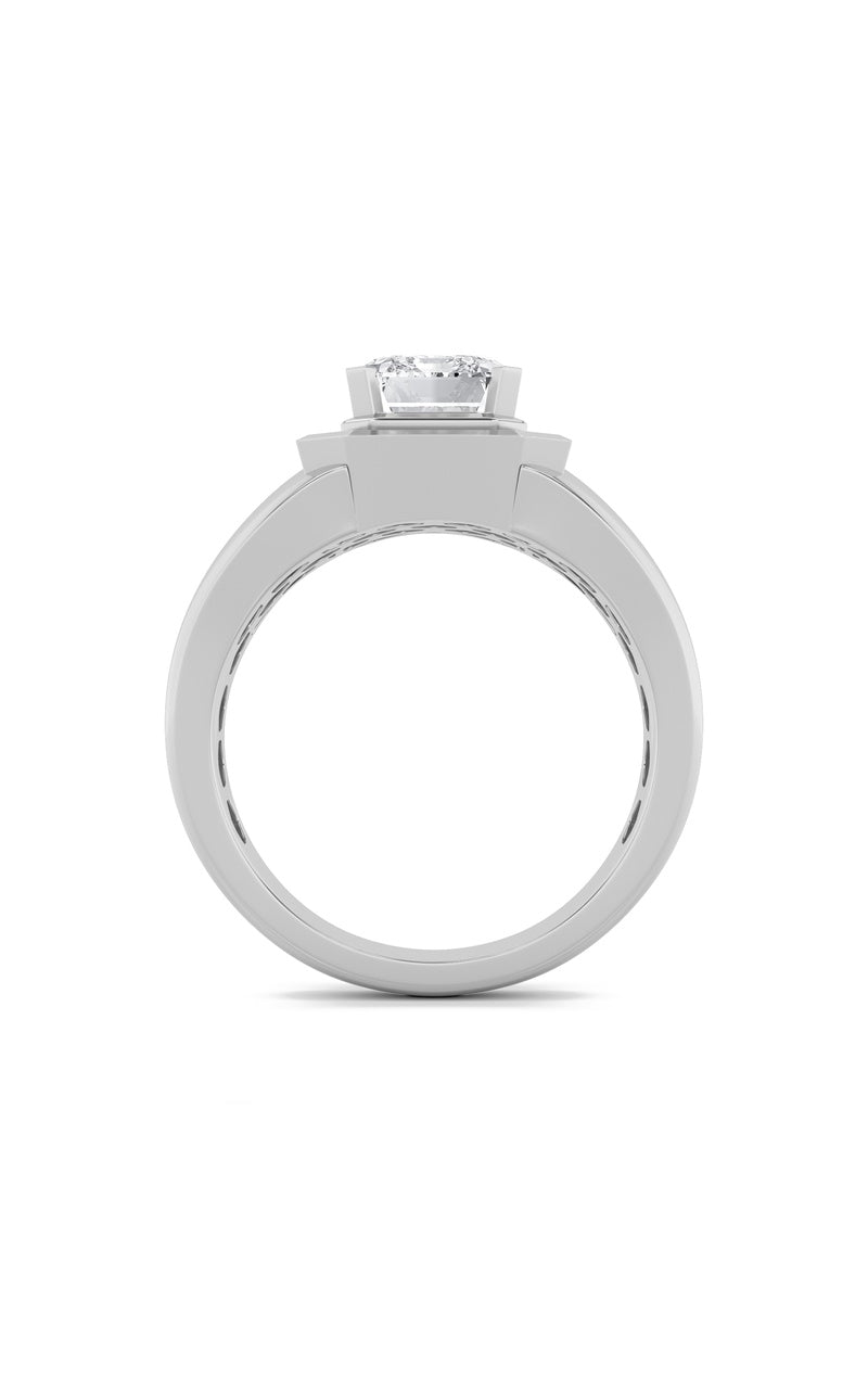3CTW Emerald Shaped Lab Grown Diamond (F/VS) Mens Ring in 14K Gold